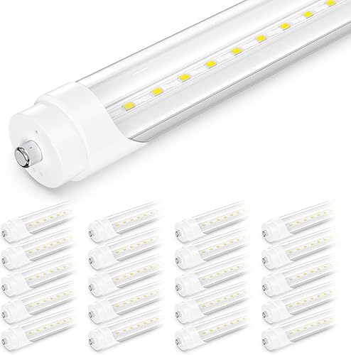 SHINESTAR Paquete de 20 bombillas LED de 8 pies, luz diurna de 44 W 6500 K, derivación de balasto, doble extremo, repuesto LED F96T12 para luz