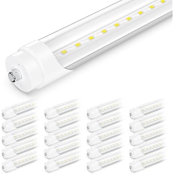 SHINESTAR 2-Pack 8ft LED Bulbs, 44w 6500K Daylight, Ballast Bypass, Dual-end,
