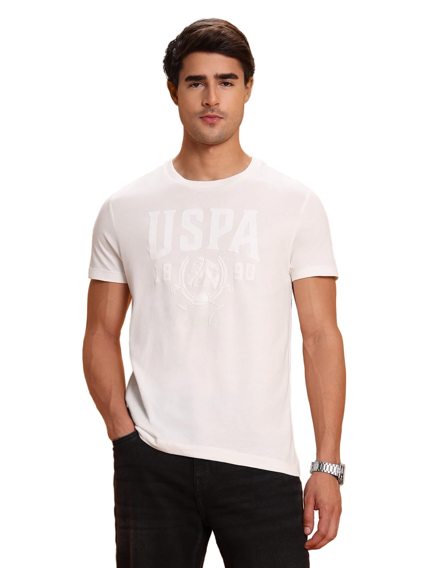 u.s. polo assn. Denim Co. Ivory Logo Print Muscle Fit Men's T-Shirt-picture-12