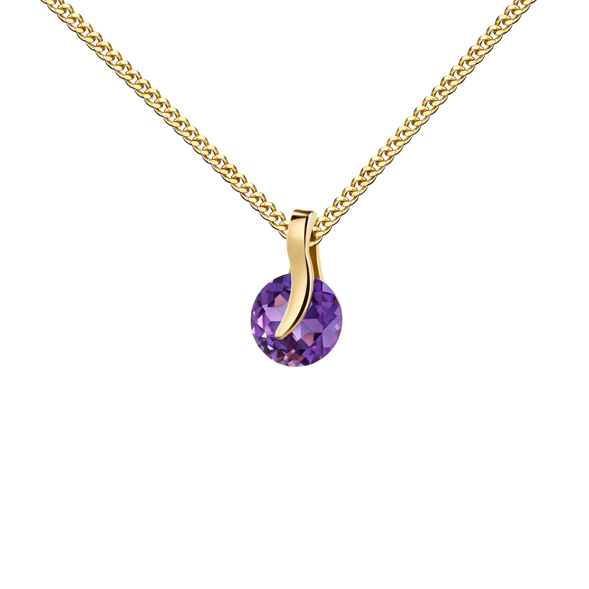 Amethyst Edelstein-Anhänger massiv 333 Gelbgold Goldanhänger für Damen. Mit Kette oder ohne Kette wählbar + Schmuck-Etui + Echtheitszertifikat