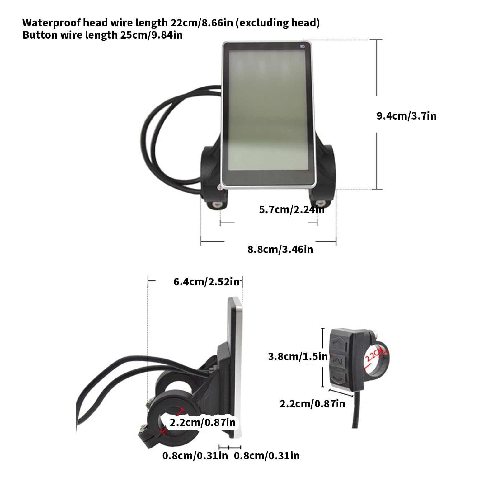 Pantalla LCD para Bicicleta eléctrica, 24V / 36V / 48V Bicicletas Impermeables Panel de Control del medidor de Pantalla LCD para Panel de Bicicletas Scooter eléctrico