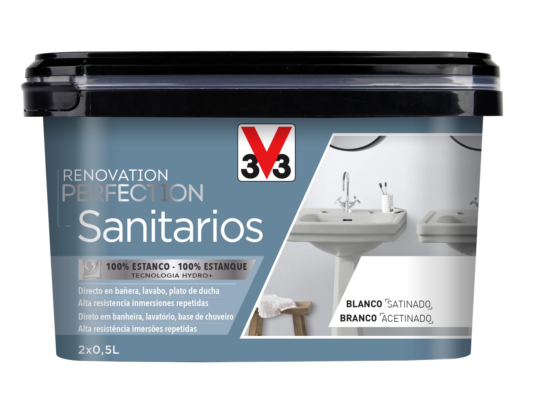 V33 Esmalte Renovation Perfection Sanitarios, Blanco Satinado, 1 L