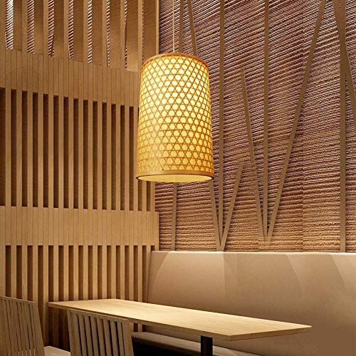 Luces colgantes de bambú E27 lámpara de techo ratán para restaurante 4