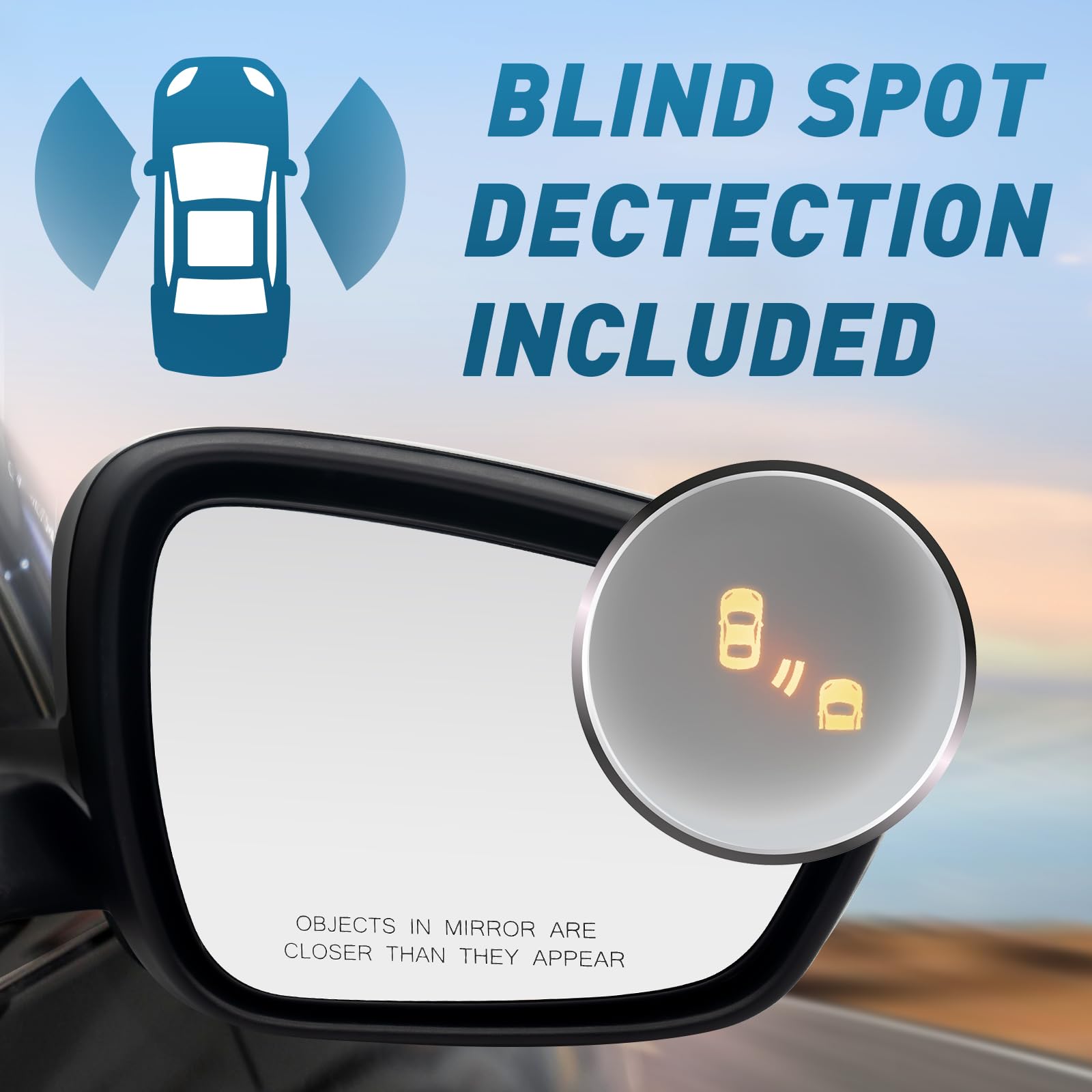 Left Side Mirror w/ 9Pin Blind Spot Temperature Sensor For Ford Bronco 2021-2025 Left Side Mirror w/ 9Pin Blind Spot Temperature Sensor For Ford Bronco 2021-2025