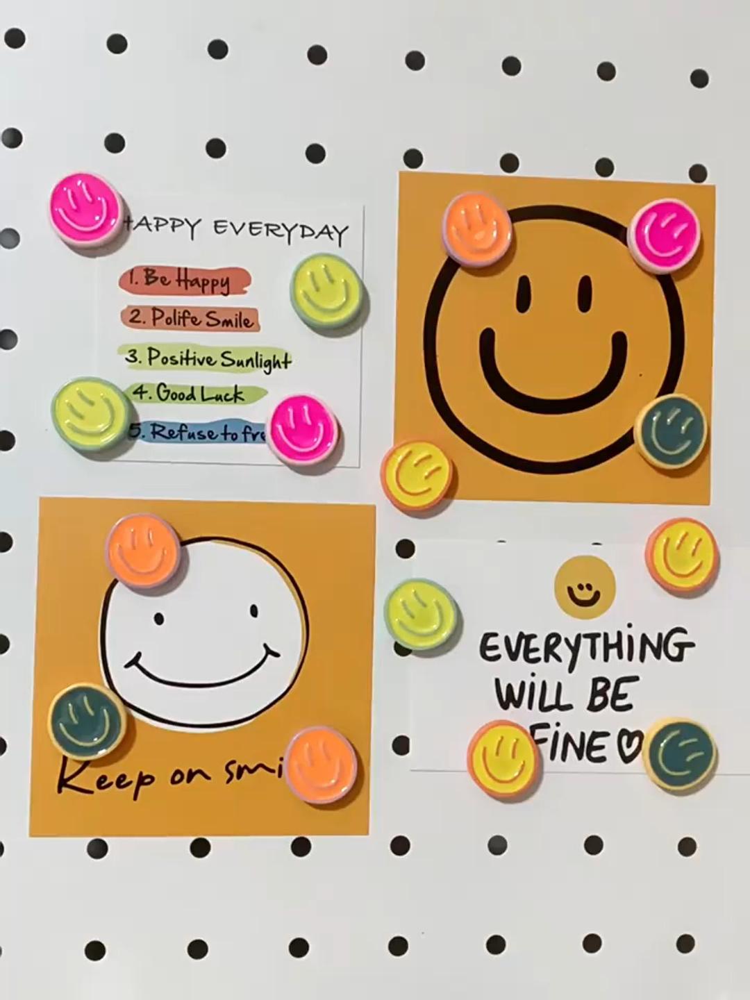 12 imanes decorativos redondos para refrigerador con caras felices miniatura 7