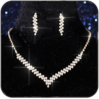 Bridal Jewelry Set Rhinestones Bride Wedding Necklace Earring Sets Prom Costume Necklaces for Women