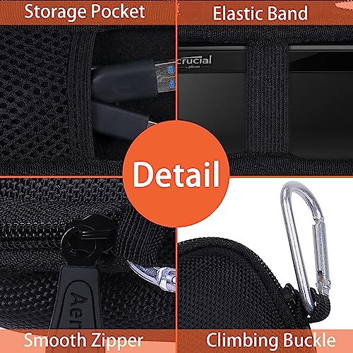 Image of Aenllosi Hard Carrying Case Compatible With Crucial X8 1TB /2TB /4TB /500GB Laptops Portable SSD,External External Solid State Drive & USB Cable Organizer(Case Only), Black