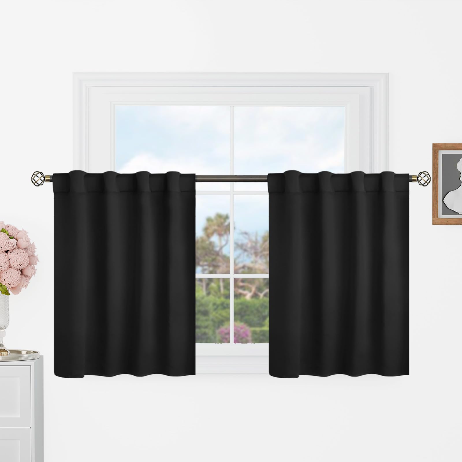 BGment Short Blackout Curtains 30 Inch Length for Small Windows - 34 x 30 inch Curtains Rod Pocket and Back Tab Thermal Insulated Room Darkening