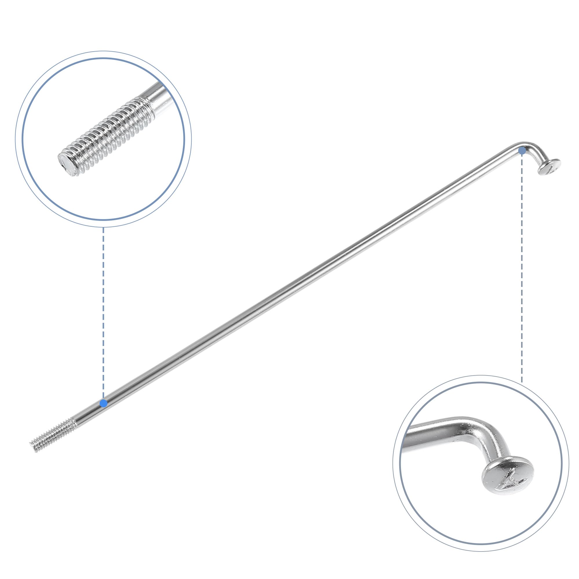 sourcing map Rayons De Roue De Moto avec Écrous Argent 36pcs 4mm 170mm | Argent, Avec Mamelons, Pour Reconstruction De Roue, Résistant, Anti-Impact, Améliore La Capacité De Charge Oscillante