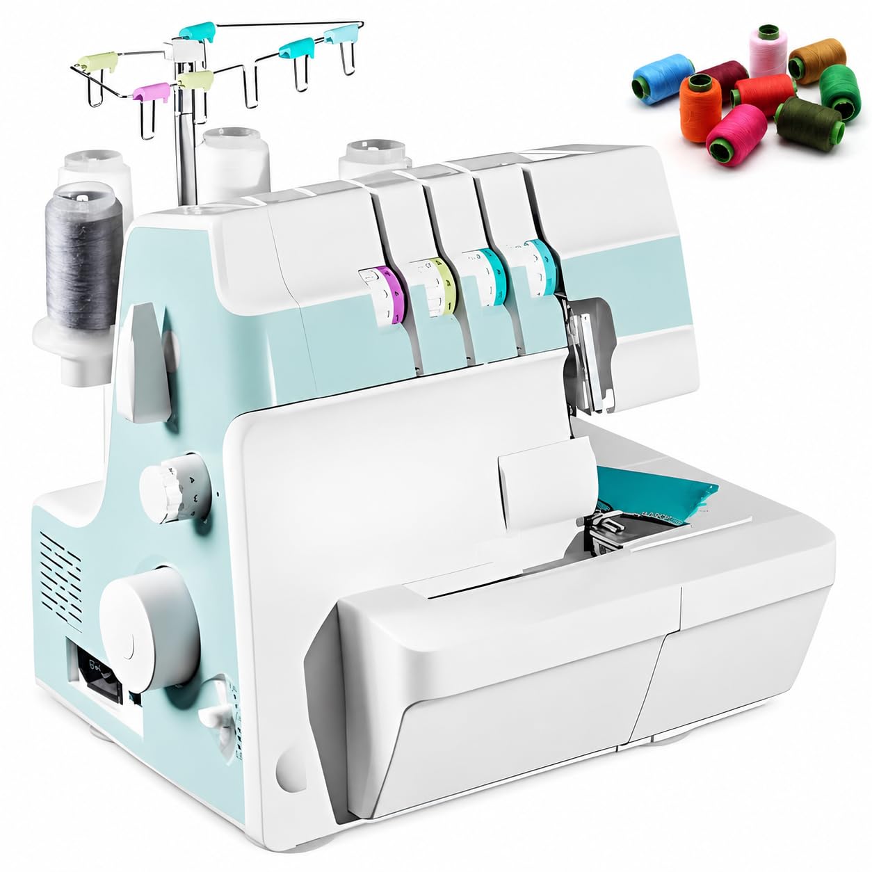 Heavy Duty Coverstitch Serger i Overlock Maszyna do szycia ze ściegiem 2/3/4, pułapką wykończeniową, zatrzaskowymi stopkami i regulowanym miernikiem