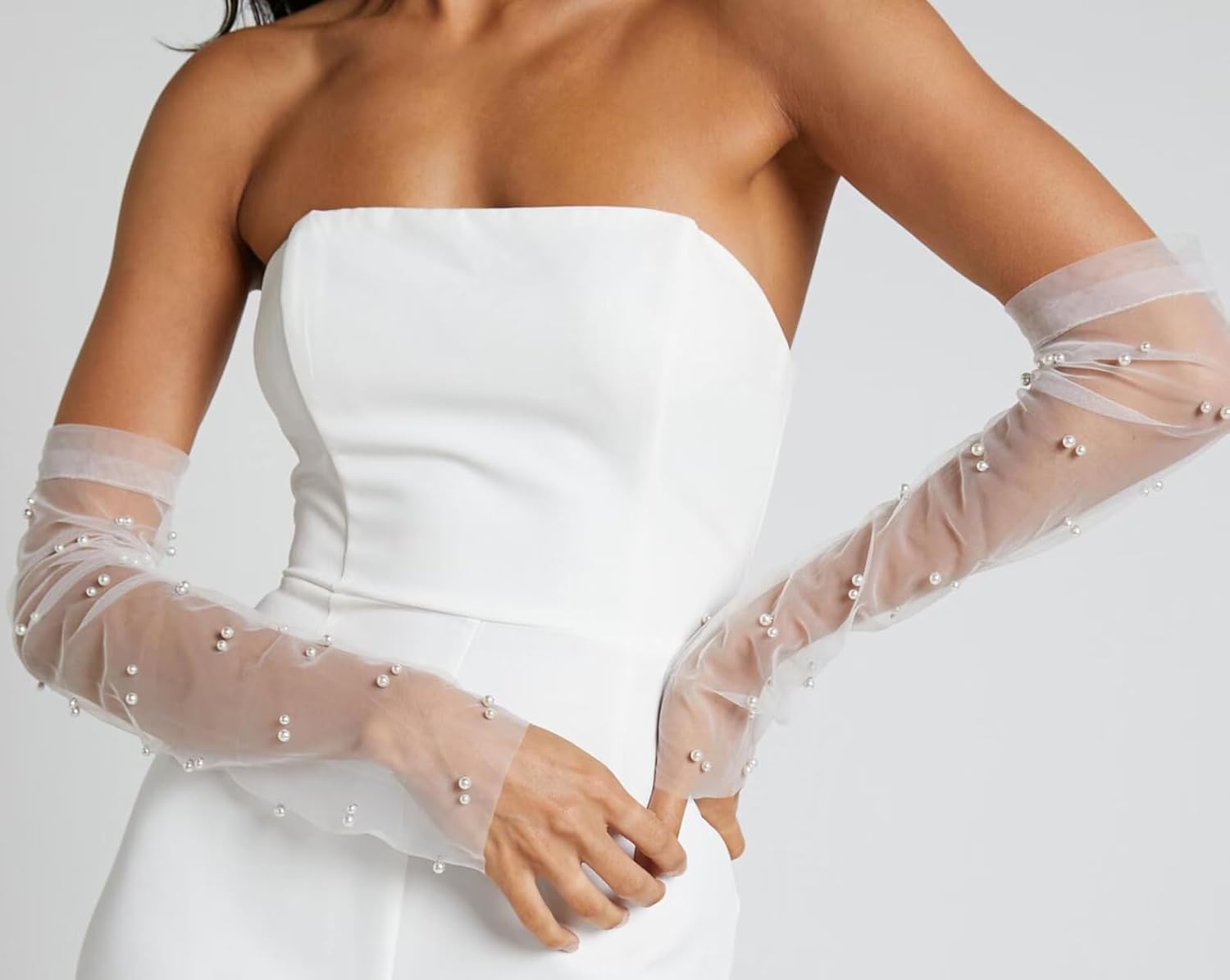 Long Pearl Wedding Glove - Image 4