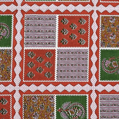 Image of 100% Cotton Single Bedsheet with 1 Pillow Cover | 240 TC Pure Cotton Flat Bed Sheet | Traditional Jaipuri Printed Bedding Set | Soft & Breathable | 60 x 90 Inch (Rangmahal Single 63)