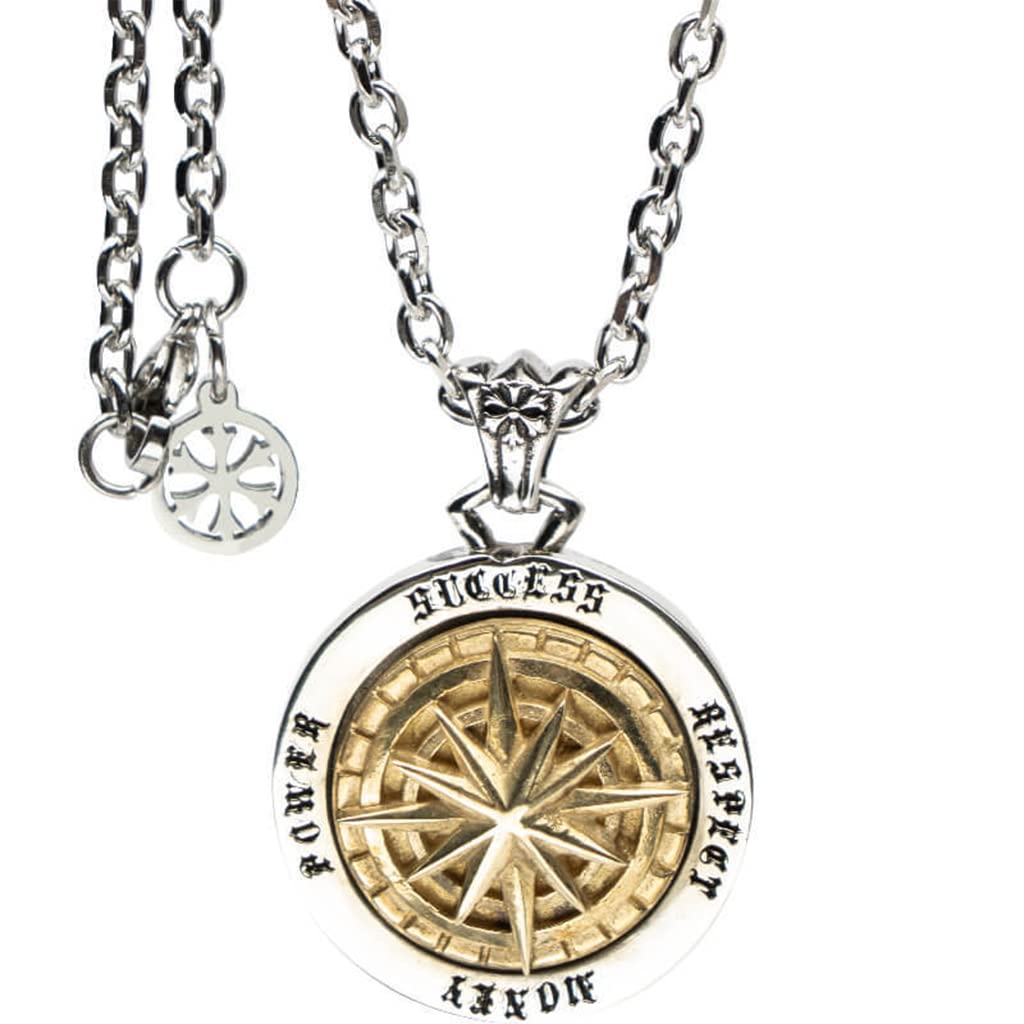 Nordische Wikinger-Halskette Odin nordische drehbare Kompass-Anhänger-Halskette Wikinger-Talisman-Anhänger-Halskette nordischer Wikinger-Schmuck für Männer mit Geschenkbox,Metallisch