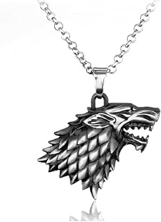 Game Of Thrones House Stark Winter Is Coming 3 d Wolf Head Pendant Necklace With (Silver)