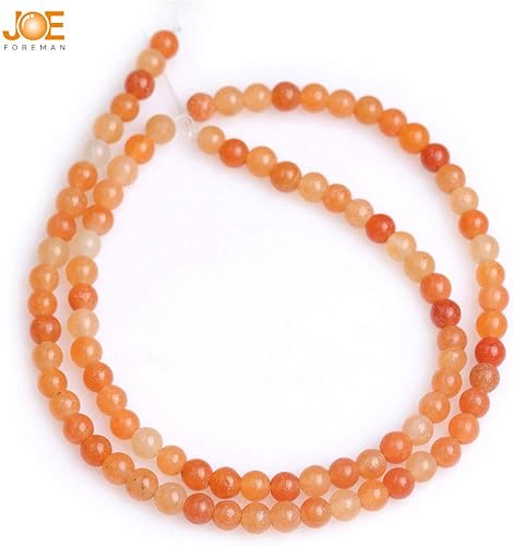 Miniatura 32 de JOE FOREMAN Cuentas de aventurina naranja para hacer joyas, piedras preciosas naturales semipreciosas de 0.394 in, redondas de 15 pulgadas
