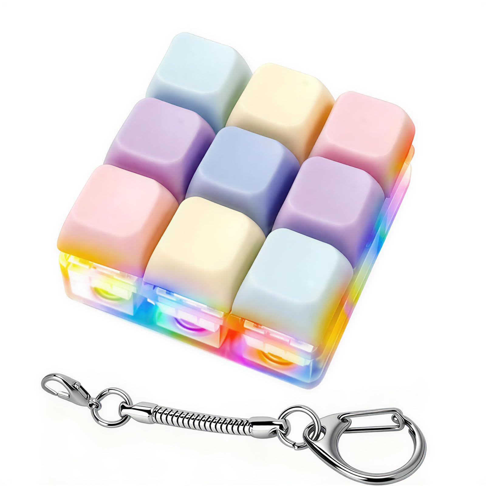 JOYVOVO Keyboard Fidget Toy, Mechanical Switch Stress Relief Toy with Click Sound & RGB Light, Portable Sensory Fidget Toy for Anxiety Relief, School Office Desk Toy for Adults & Teens (9-Key)