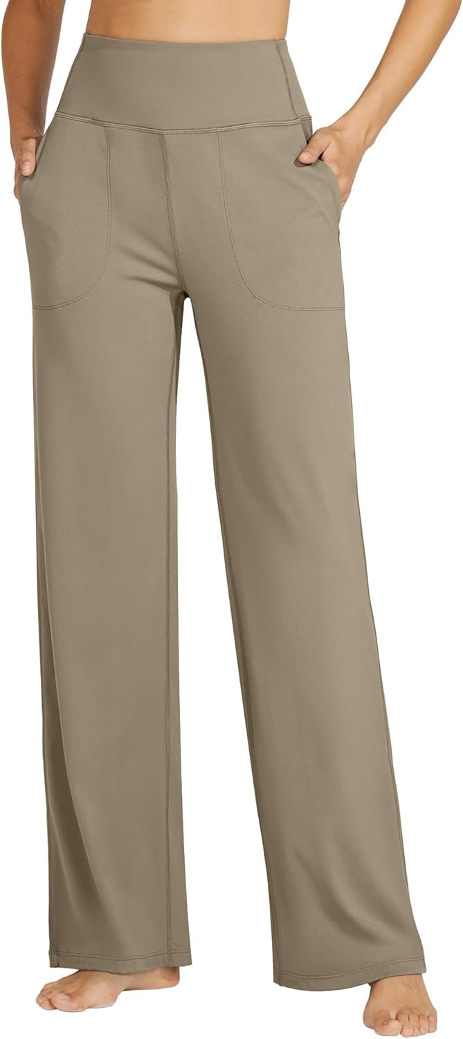 Willit Women's Wide Leg Yoga Pants with Pockets Stretch Loose High Waist Comfy Soft Casual Lounge Sweatpants 28"/30"