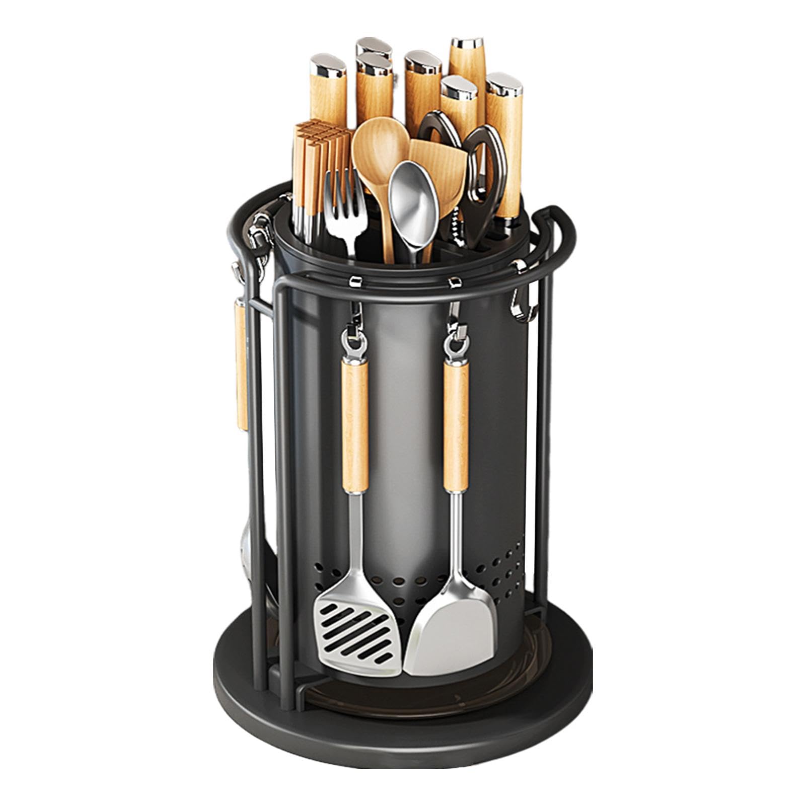 Organiseur de cuisine à 360 degrés, support rotatif pour coupe, support de rangement pour argenterie, organisateur d'ustensiles rotatif, toupie d'ustensiles de cuisine, support de spatule, support de | rangement pour argenterie, organisateur d'ustensiles