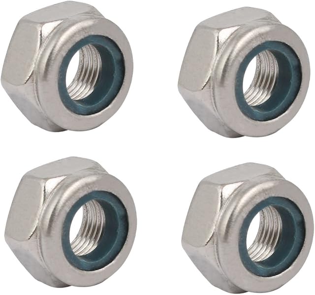 sourcingmap 4pcs M10 x 1mm Pitch Metric Fine Thread 304 Stainless Steel Hex Lock Nuts