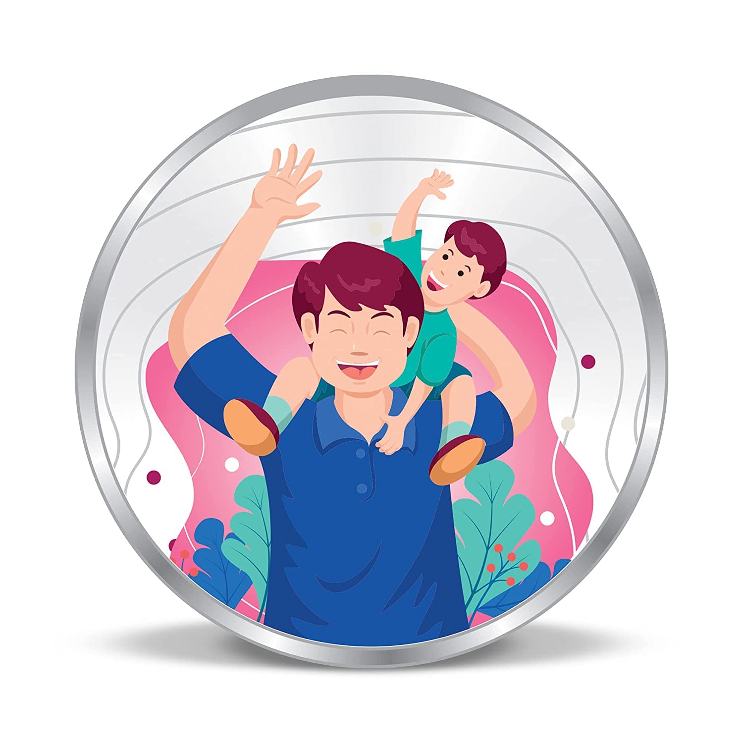 Precious Moments BIS Hallmarked Silver Coin Best Father Dad Ever Colorful Design 999 Pure available in 10,20,50,100 gram.