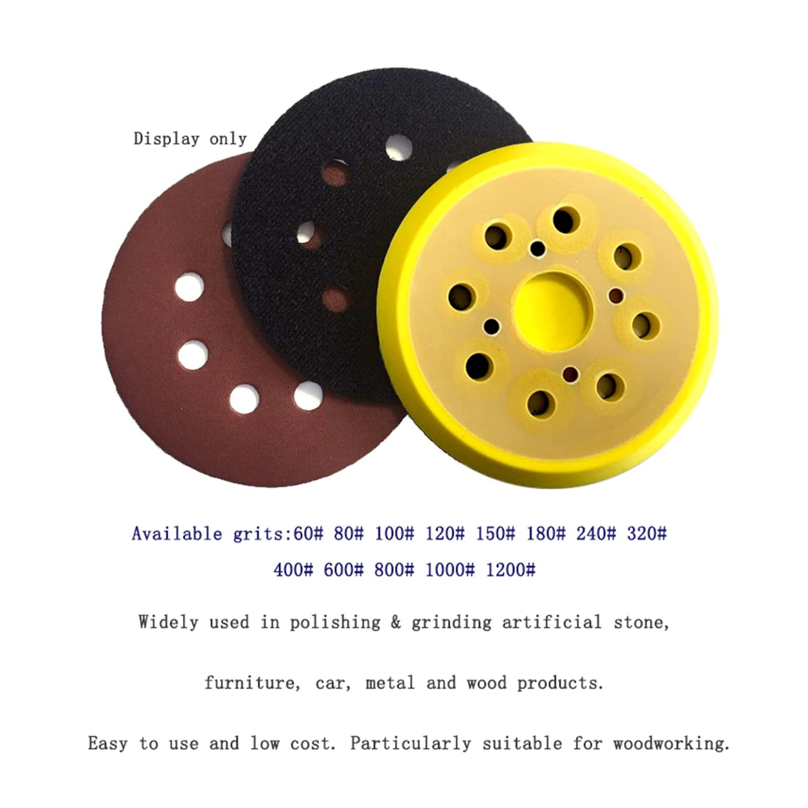 WILLWA 50 Dischi abrasivi in ​​Carta vetrata Rossa da 5 Pollici, 125 mm, 8 Fori, da 60 a 2000 grane (Size : Assortment)
