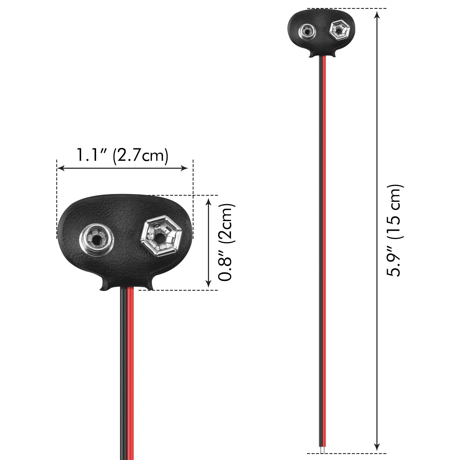 Poeland 10 pezzi connettore batteria 9V clip a T con filo e custodia in pelle