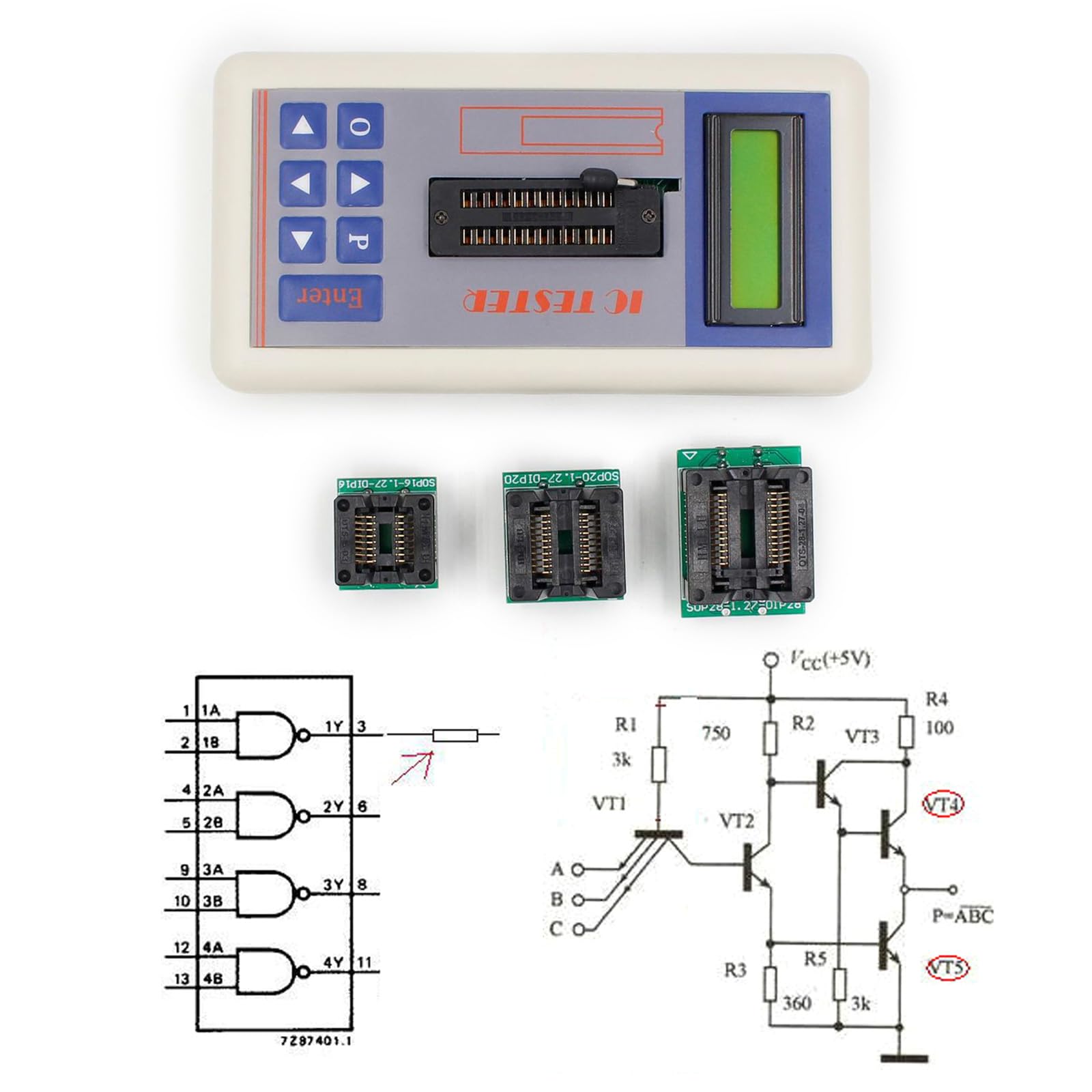 Tester avanzato per circuiti integrati, adatto per test e programmazione efficienti di circuiti integrati in impianti di produzione, tester IC a batteria