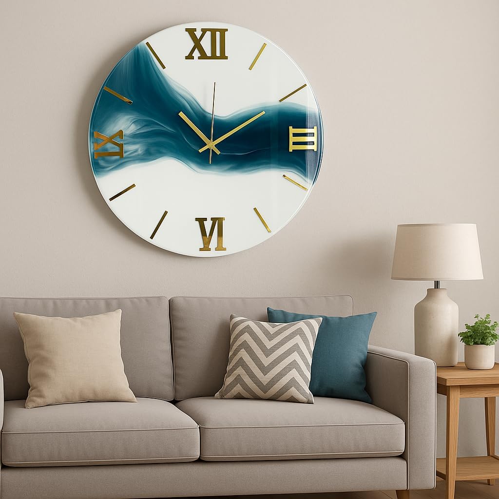 Grownick Modern Wave Design Wall Clock,40 * 40 cm (16inch), …