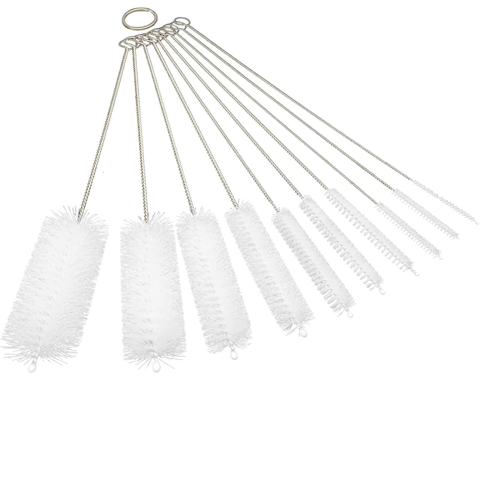 10 PCS Drinking Straw Cleaner Brush White, Bottle Cleaning Brushes, Nylon Tube Brush, Straw Cleaner Brush with Hook and Loop