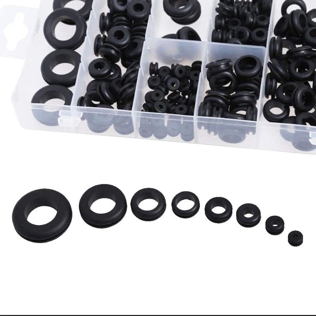 DIY Crafts Pack of 6 Set 180x6, Black Grommet, 180Pcs/Box Rubber Grommet 8 Popular Sizes Grommet Gasket for Protects Wire Cable Hose Custom Part Rubber S(Pack of 6 Set 180x6, Black Grommet)