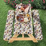 CT DISCOUNT STORE 3 Pc Picnic Table Cover Outdoor - Including The 2 Bench Seats with Elastic Edges - Versatile Color Scheme That's Reflective of The Summer Season (Summer Cookout)