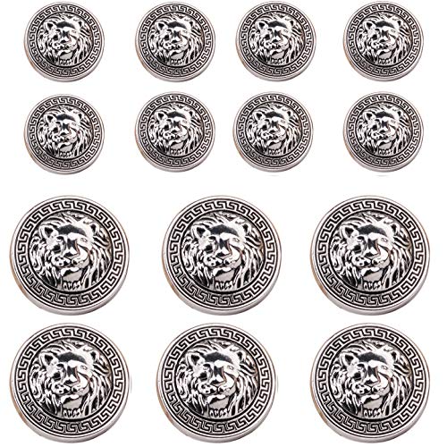 14 pieces silver vintage antique metal blazer button set - 3d lio…