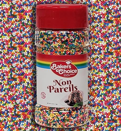 Baker's Choice Rainbow NonPareils Sprinkles - Cake Sprinkles and Toppings - Non Pareil Sprinkles - Gluten Free - Dairy Free - Kosher - 4 oz., Multicolored