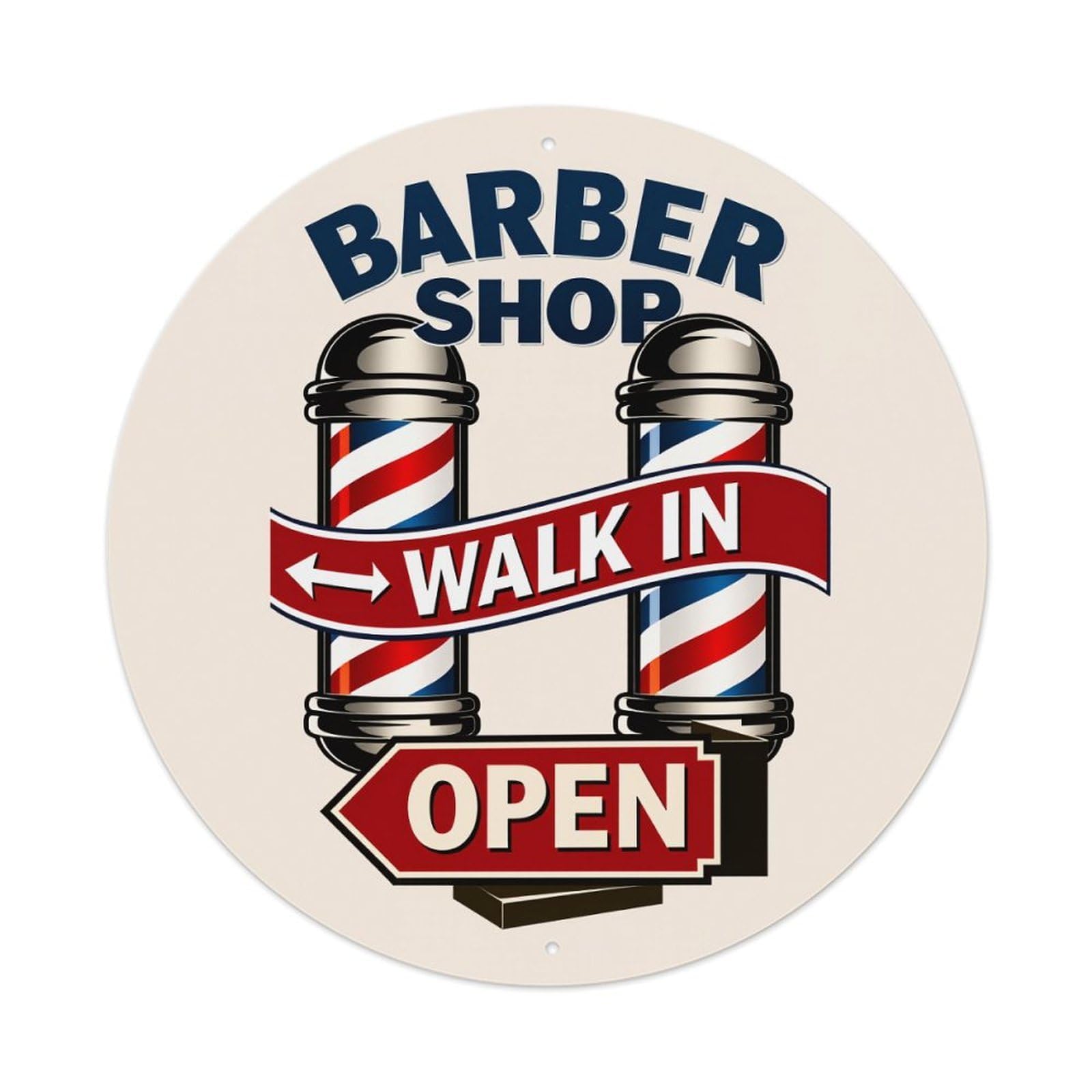 Barber Shop Walk In Open Sign Metal Tin Sign Plaque