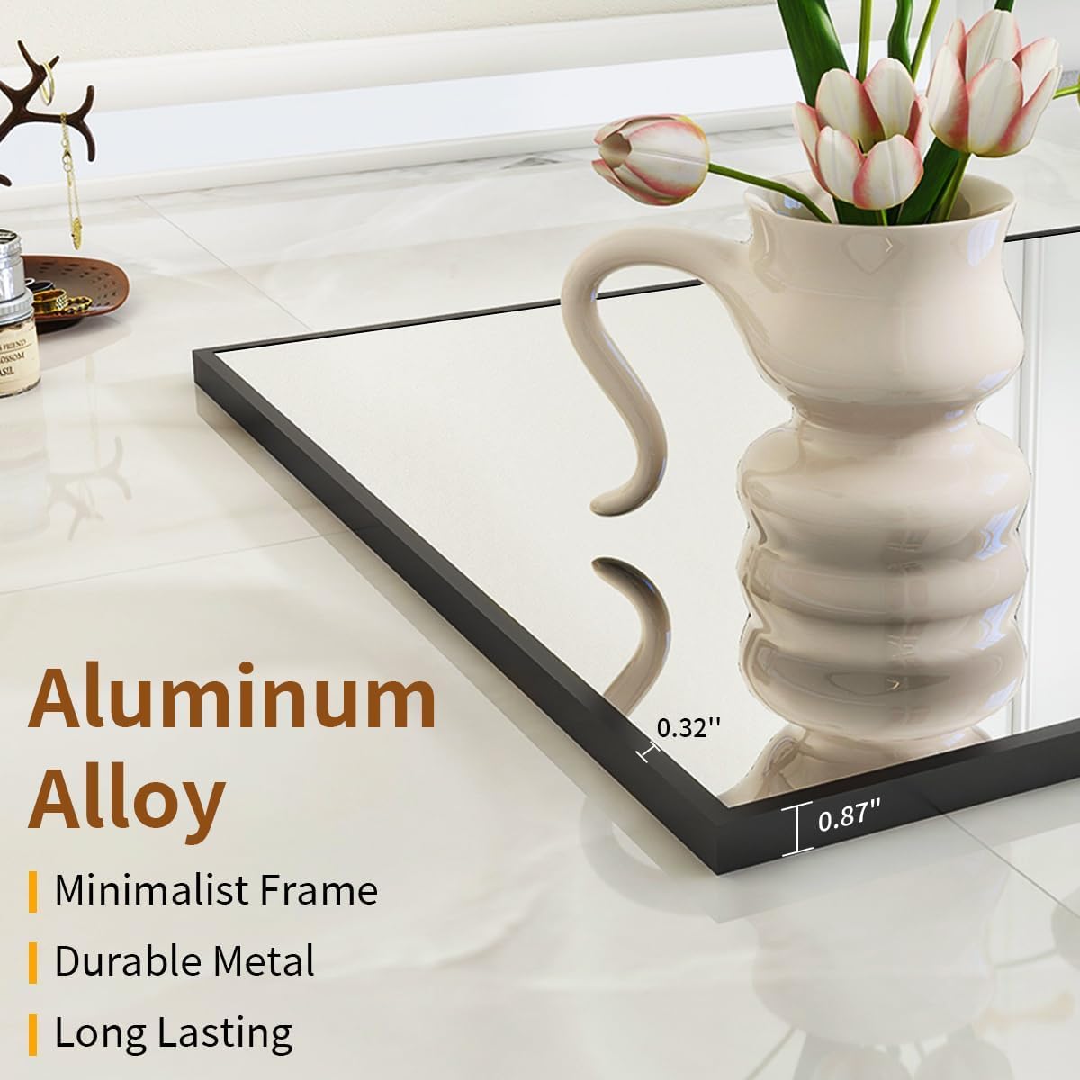 VooBang Large Full Length Mirror 78" x 35" - Shatterproof Floor Full Body Mirror with Aluminum Alloy Frame, Freestanding, Hanging, or Wall-Leaning, for Bedroom, Living Room, Dressing Room, Black - Image 4