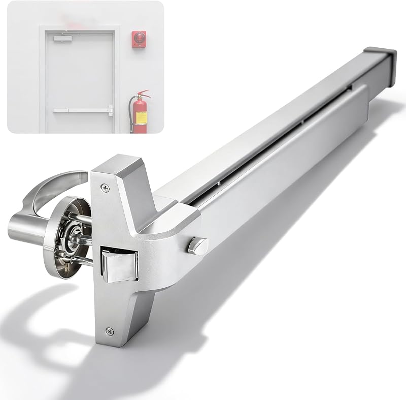 IRONWALLS 32" Commercial Panic Bars for Exit Doors, Emergency Exit Push Bar | For 32-48" Emergency Doors, Keyed Entry Door Lever, Rim Exit Device, Push Bar Door Lock, Heavy Duty Steel Panic Door Hardware