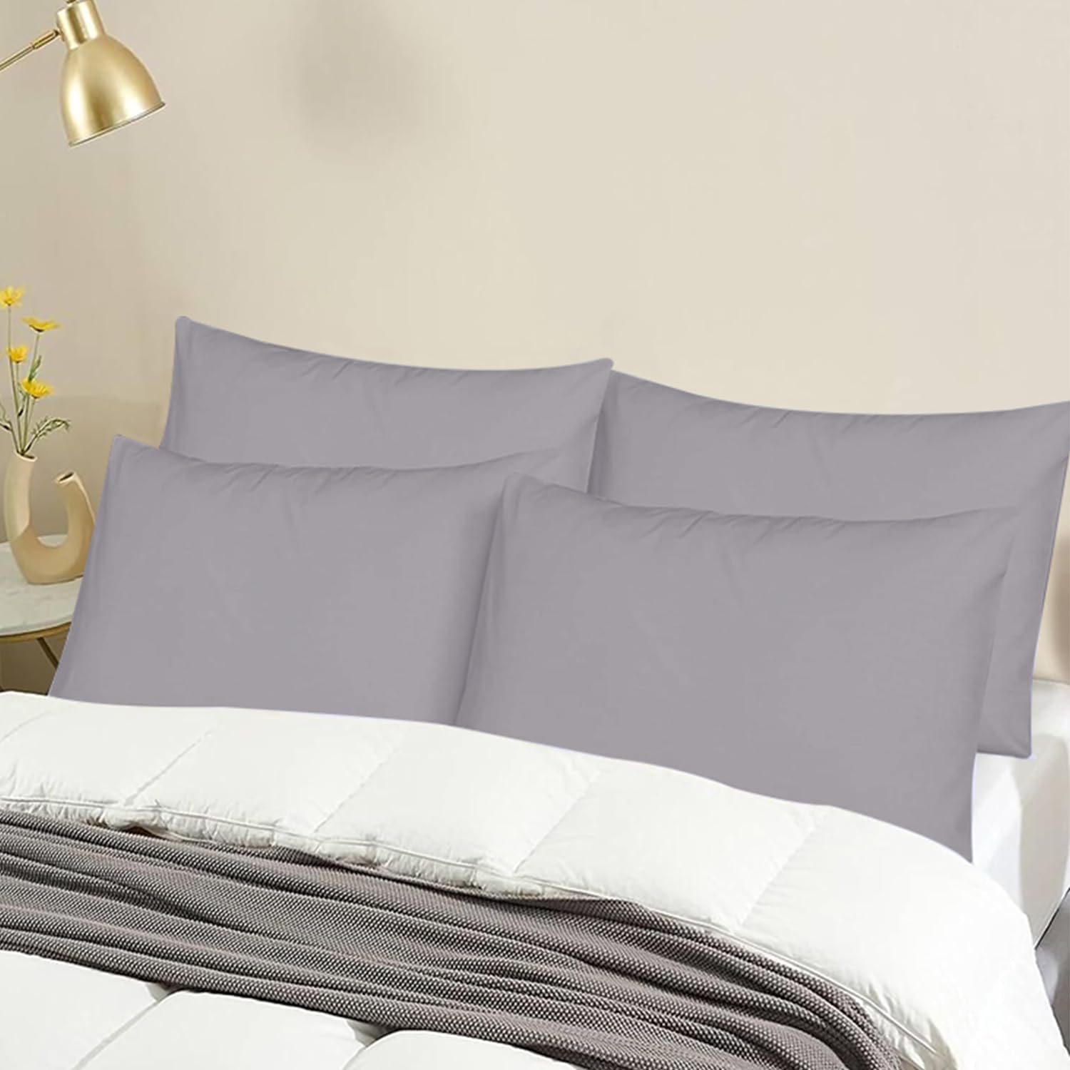NAFAY LIVING Pillow Cases 4 Pack Cotton 300 Thread Count, Hotel Quality Pillow Covers with Envelope Enclosure - Image 2