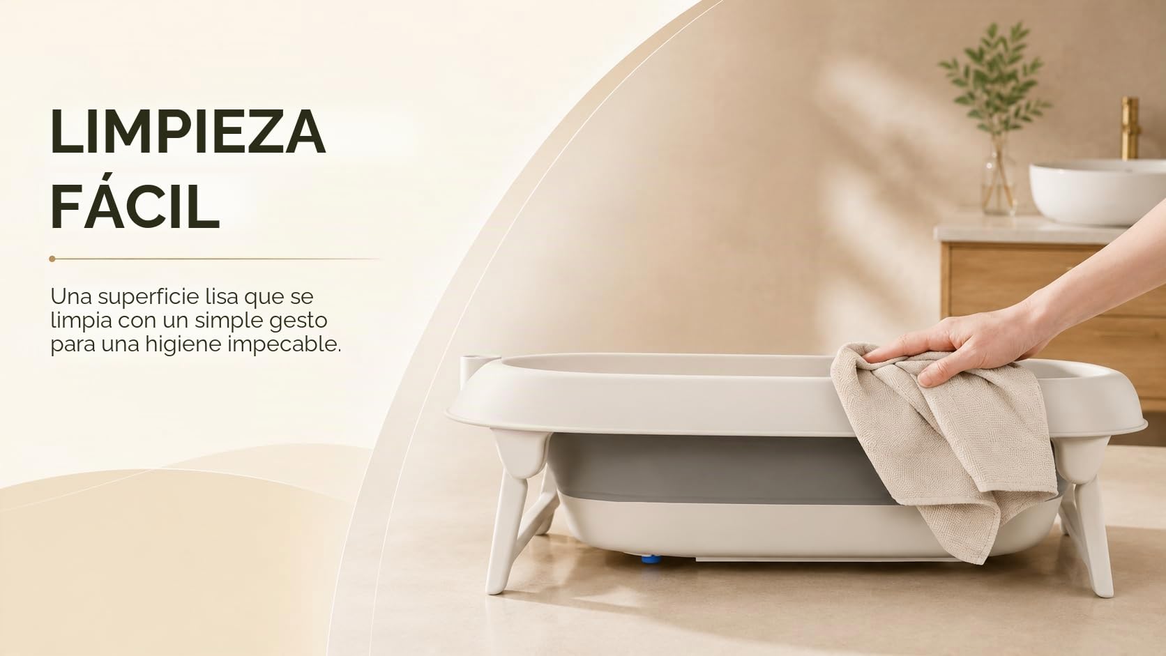 Bañera plegable para bebé con soporte de acero, termómetro integrado, cojín ergonómico y manguera de drenaje - Baby Dolphin - Compacto y transportable 0-3 años, gris