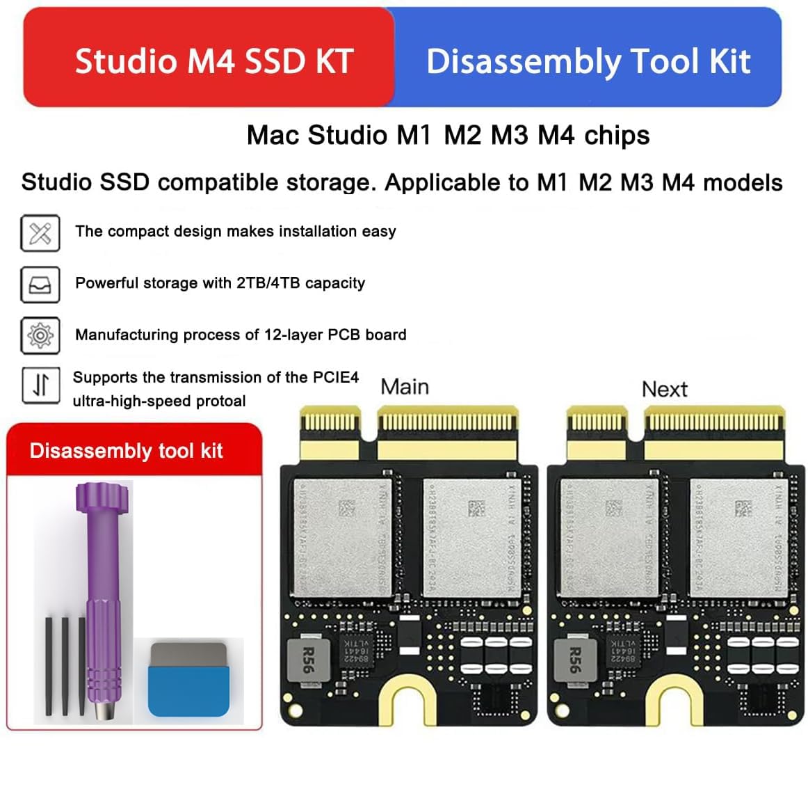 Actualización interna SSD de 2 TB para Mac Studio M2, unidad de estado sólido NVMe de repuesto con herramientas de instalación