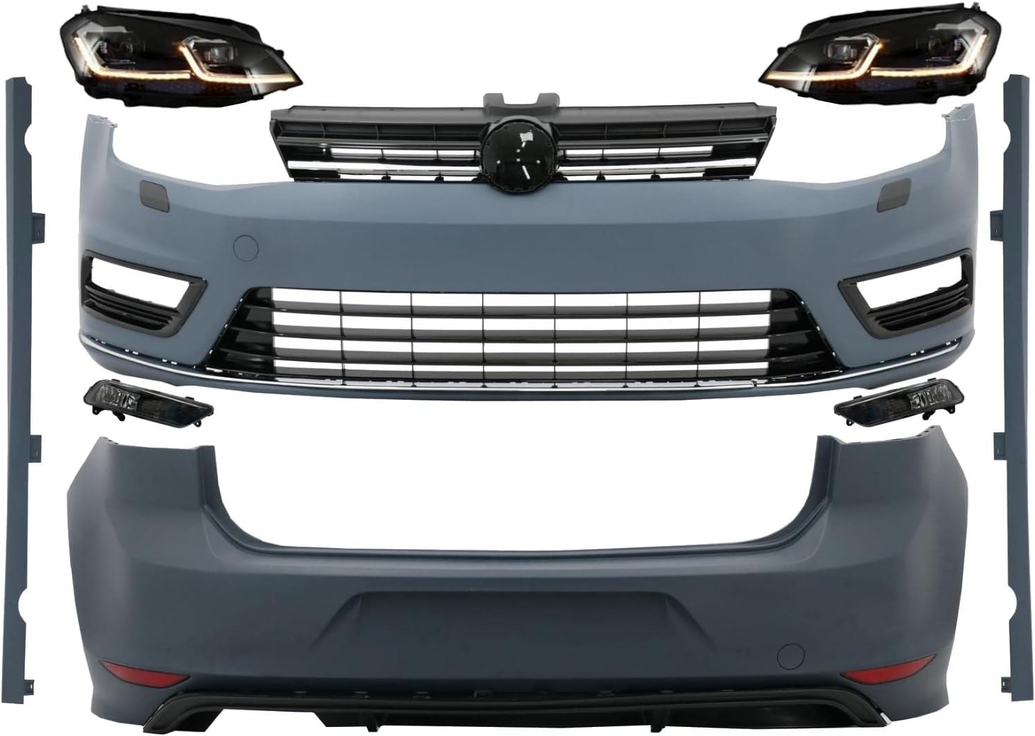 KITT COCBVWG7RLFSBX Complete Body Kit 12-17 Front Rear Bumper With Headlights Dynamic Turning Lights