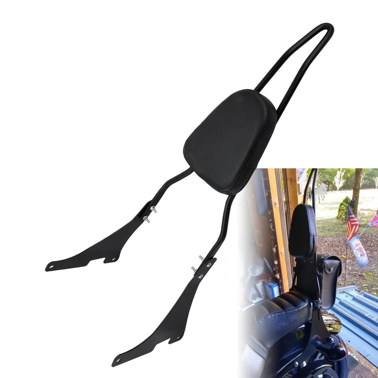 Moto Staccabile Posteriore Passeggero Schienale Sissy Bar con Cuscino Pad Fit per Harley Sportster XL 883 1200 2004-2023
