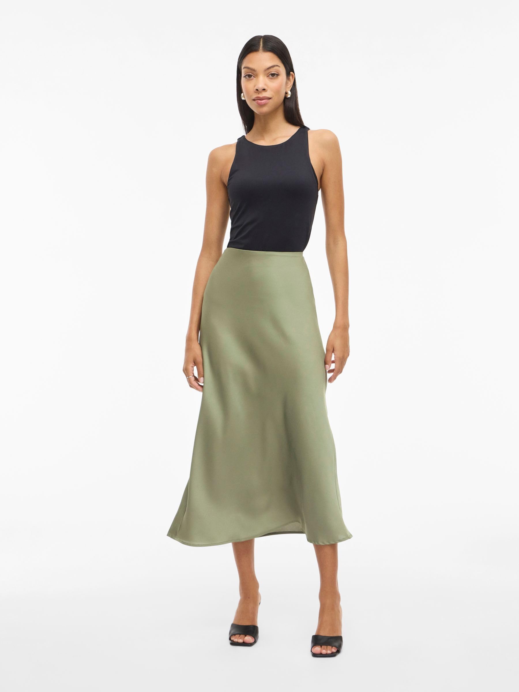 Vila Damska spódnica satynowa Hw Long Skirt-Noos, khaki-zielony (Oil Green), 44