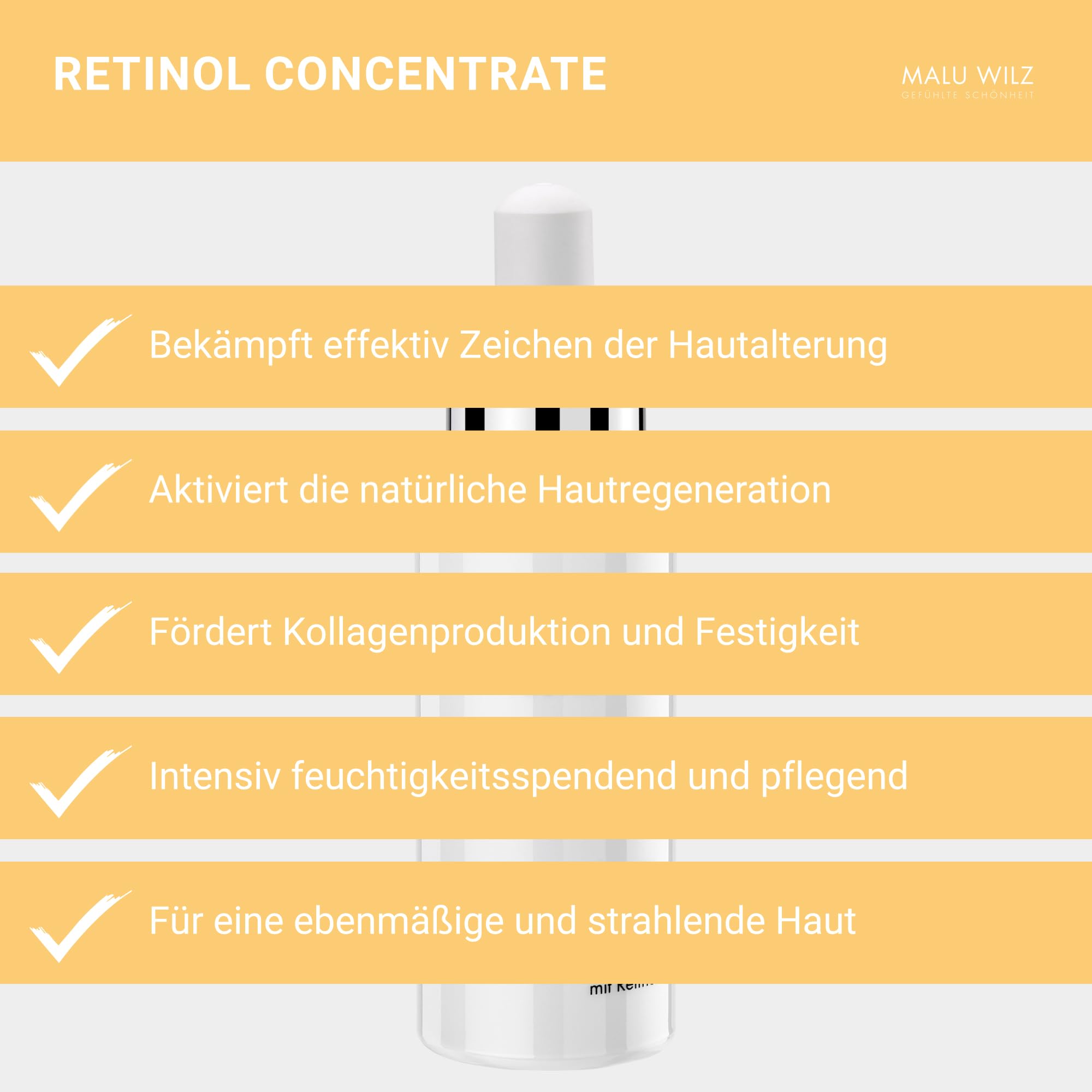 Malu Wilz Retinol Concentrate 30ml - Gesichtspflege mit Retinol für ein ebenmäßiges, feines Hautbild, Vitamin A zur Unterstützung der natürlichen Hautregeneration