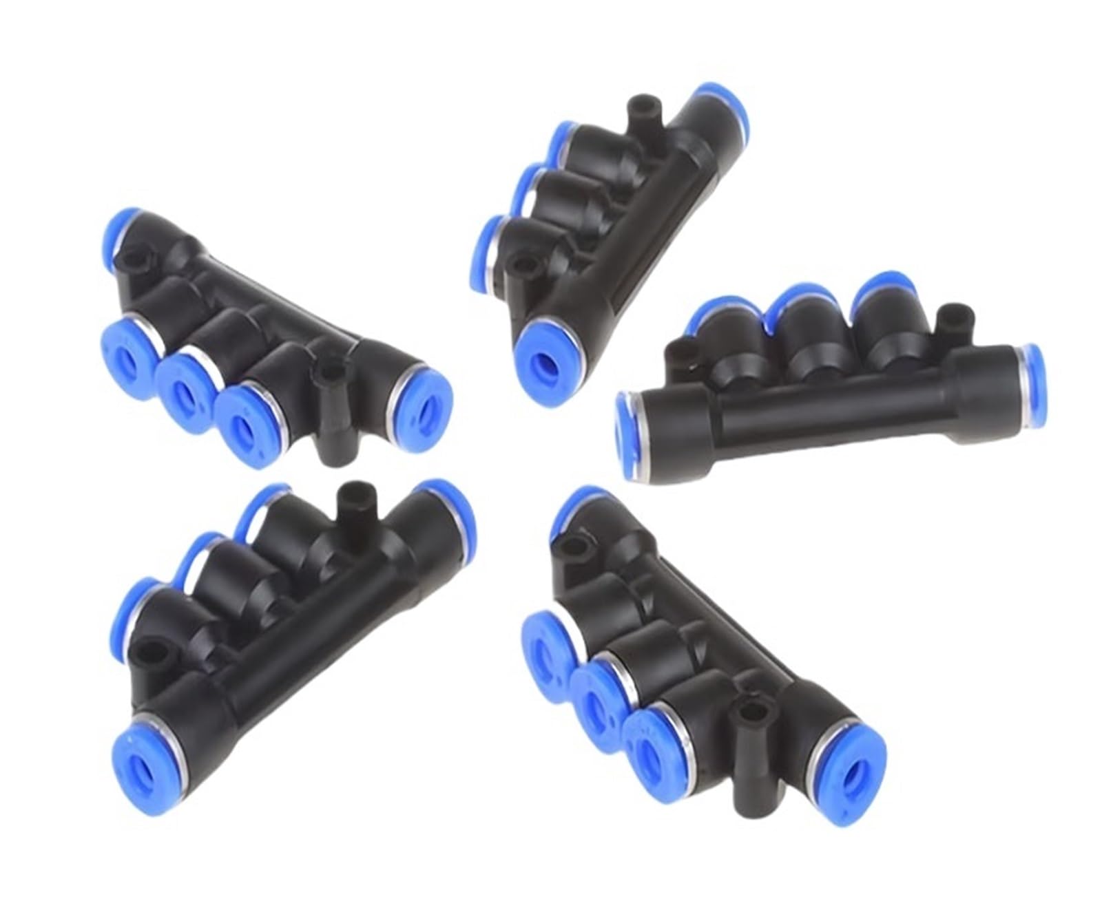 Conector rápido neumático de 5 vías serie PK, accesorio de empuje for tubo de aire y agua de 4mm-12mm, adaptador de plástico, 50/100/500 Uds.(PK-4,100 Pcs)