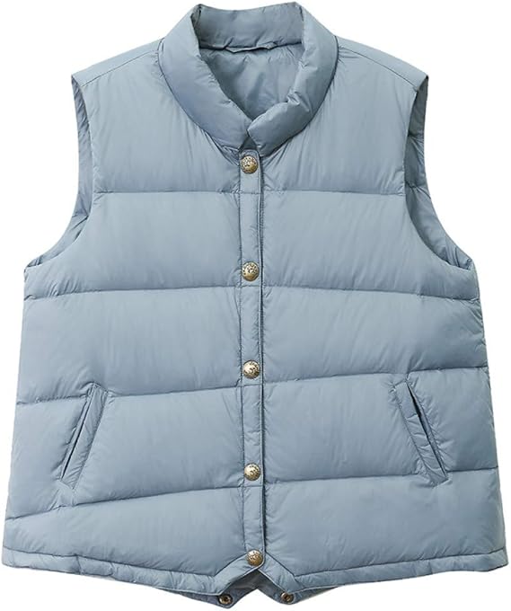 Amazon ダウンベスト レディース 冬の女性ショートホワイトダックダウンベスト女性超軽量ノースリーブダウンコートウォームカジュアルシングルブレストジャケットファッションロングスリム秋冬ノースリーブコート レディース 通販
