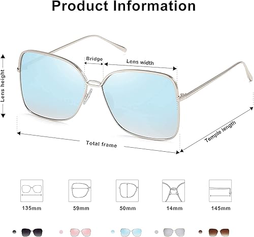 Miniatura 4 de SOJOS Gafas de sol clásicas cuadradas de gran tamaño para mujer, diseño grande estilo Sunnies SJ1082