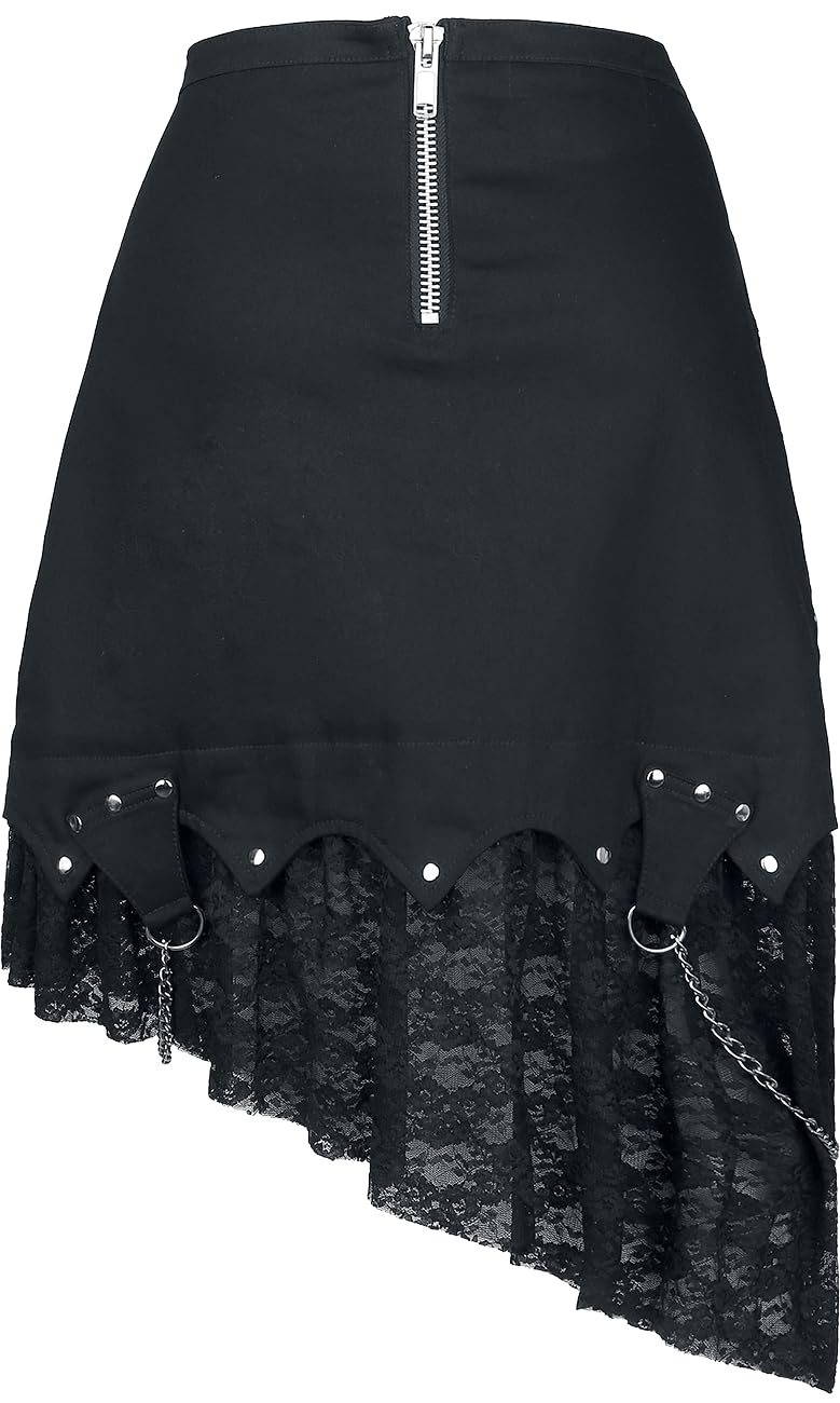 Gothicana by EMP Damen schwarzer asymmetrischer Rock mit Spitze