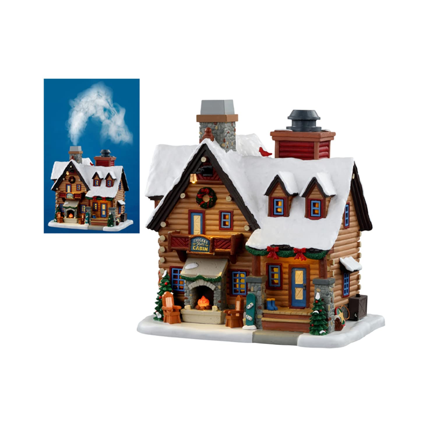 Lemax Red - Thicket Falls Cabin (Smoking), With 4.5V Adaptor
