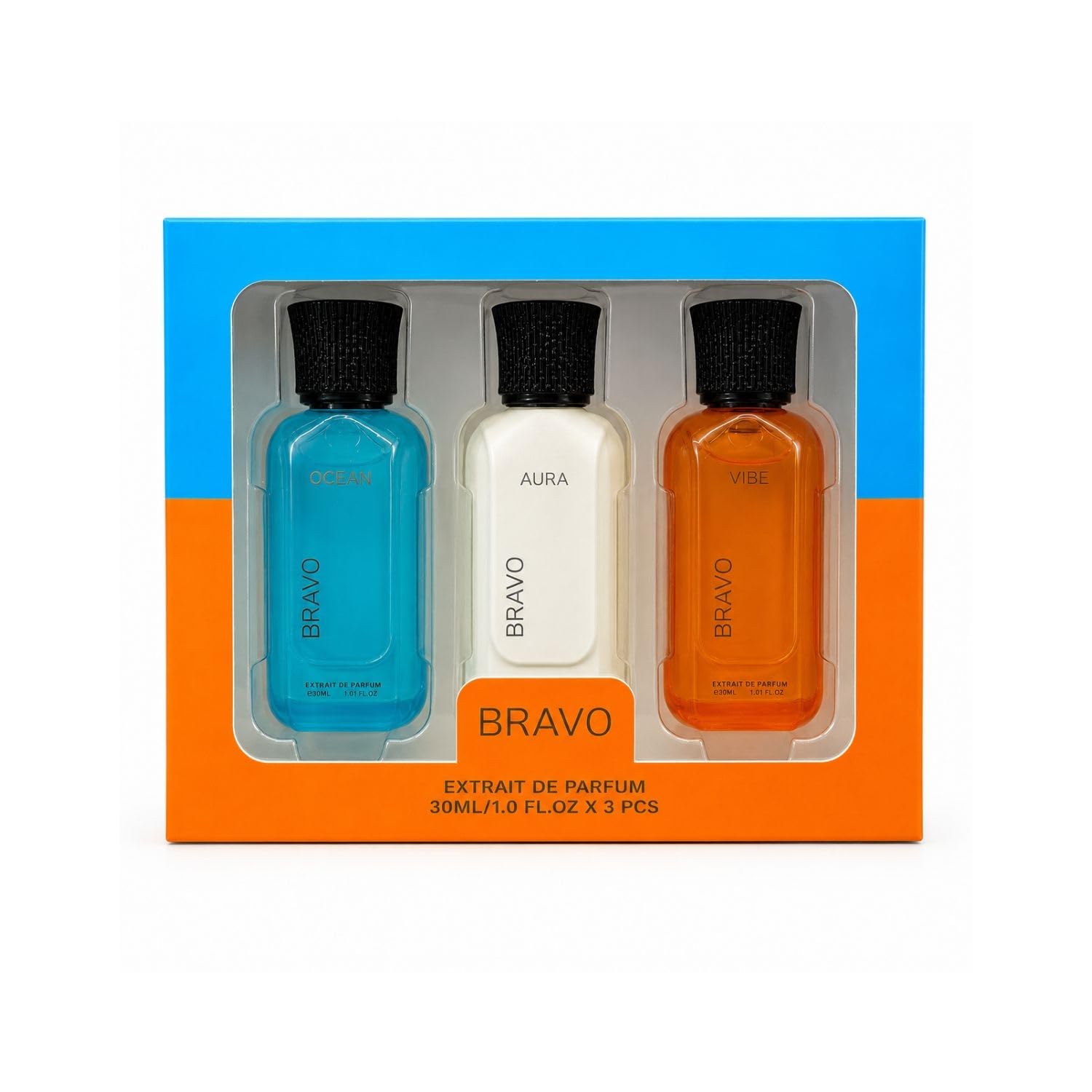 Bravo Premium Extrait De Parfum Luxury Combo Set (3 x 30ml) - Aura (Fresh Aquatic Citrus), Ocean (Bergamot & Ambroxan), Vibe (Warm Vanilla Apple) | Long Lasting Intense Fragrance Gift Pack for Men & Women-image-7