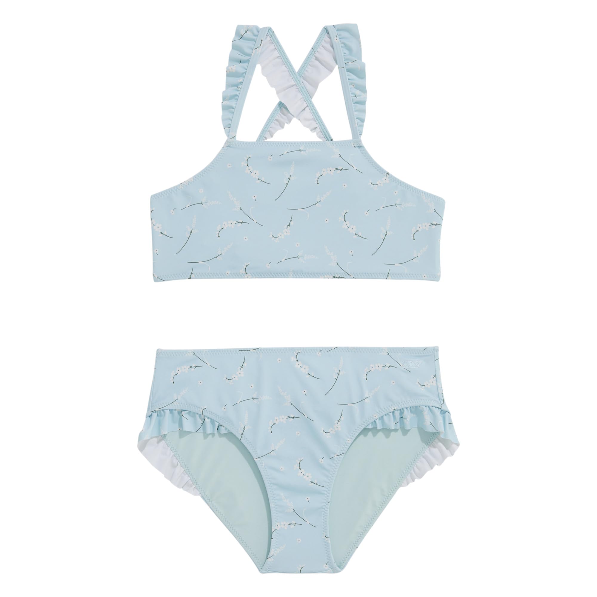 vineyard vines Girls' Ruffle High Neck Two Piece